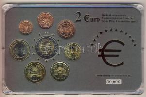 Ausztria 2002-2005. 1c-2€ 8klf db, benne 2€ "50 éve írták alá az Államszerződést" alkalmi veret, kereskedői szettben T:BU Limitált kiadás! Tanúsítvánnyal!
