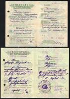 1956-1966 Szovjetunió, 4 db orosz nyelvű okmány, irat