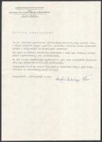 1979 Bp., Agrártudományi Egyetem Növénytani és Növényélettani Tankszék fejléces levélpapírjára írt, gépelt köszönő levél, Hortobágyi Tibor (1912-1990) mezőgazdász, egyetemi tanár autográf aláírásával