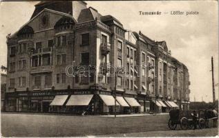 Temesvár, Timisoara; Löffler palota, Holzer Divatház, Rosenthal József üzlete. Polatsek kiadása / palace, shops (EK)