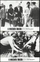 cca 1974 ,,A macskás öregúr" című amerikai film jelenetei és szereplői, 19 db vintage produkciós filmfotó ezüst zselatinos fotópapíron, a használatból eredő (esetleges) kisebb hibákkal, 18x24 cm