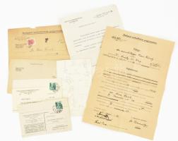 1932-1943 dr. Kresz Károly / Károlyné és dr. Kresz Gézáné névre szóló vegyes levelek, iratok, össz. 7 db