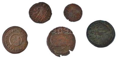 Római Birodalom 5db klf bronz érméből álló tétel T:VF,F Roman Empire 5pcs of diff bronze coin lot C:VF,F