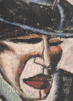 Scheiber H jelzéssel: Kalapos úr. Olaj, karton. Fakeretben. 37x34 cm