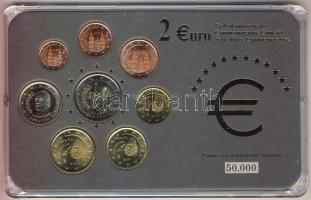 Spanyolország 2000-2005. 1c-2€ 8klf db, benne 2€ alkalmi veret "Don Quijote" kereskedői szettben T:1 Limitált példányszám! Tanúsítvánnyal!