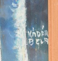 Kádár Béla jelzéssel: Zenélő nő. Olaj, karton. Üvegezett fakeretben, 45x3 cm