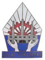 ~1950. "Üzemi Gondozónő" zománcozott bronz jelvény, nagy valószínűséggel a Csepel Művekből (35x48mm) T:AU
