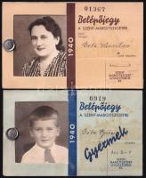 cca 1930 2 db fényképes margitszigeti belépő