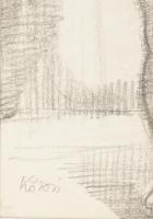 Kőrösi Papp Kálmán (1940): Akt. Kréta, papír, jelzett, hátoldalán autográf felirattal. Üvegezett ker...