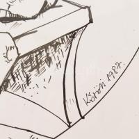 Kőrösi Papp Kálmán (1940): Szép élet. Tus, papír, jelzett, hátoldalán autográf felirattal. Üvegezett...