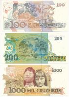 Brazília 1990. 100C + 200C + 1990-1991. 1000C T:UNC 
Brazil 1990. 100 Cruzeiros + 200 Cruzeiros + 1...