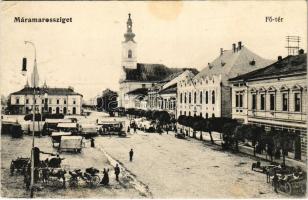 Máramarossziget, Sighetu Marmatiei; Fő tér, piac. Wizner és Dávid kiadása / main square, market (EK)