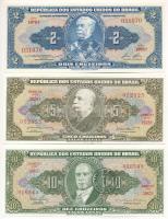 Brazília 1958. 2C + 1962. 5C + 1967. 10C "1 CENTAVO" felülbélyegzéssel T:AU  Brazil 1958. 2 Cruzeiros + 1962. 5 Cruzeiros + 1967. 10 Cruzeiros with "1 CENTAVO" overprint C:AU