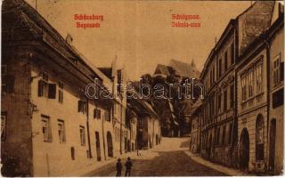 1917 Segesvár, Schässburg, Sighisoara; Iskola utca, üzlet. W.L. (?) 525. W. Nagy kiadása / Schulgasse / School Street, shop (EK)