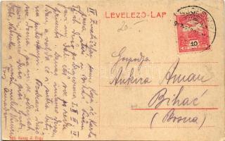 1917 Segesvár, Schässburg, Sighisoara; Iskola utca, üzlet. W.L. (?) 525. W. Nagy kiadása / Schulgass...