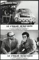 cca 1986 előtt készült ,,Az utolsó száguldás" című csehszlovák film jelenetei és szereplői, 5 db vintage produkciós filmfotó ezüst zselatinos fotópapíron, a használatból eredő (esetleges) kisebb hibákkal, 18x24 cm