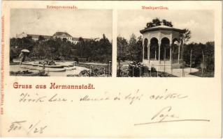 1900 Nagyszeben, Hermannstadt, Sibiu; Erlenpromenade, Musikpavillon / sétány, zene pavilon. Carl Graef kiadása / promenade, music pavilion (EK)