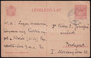 1919 Prohászka Ottokár (1858-1927) püspök autográf levelezőlapja Vértes Ö Józsefné részére
