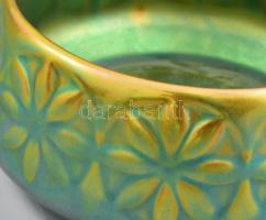 Zsolnay eozin mázas virágos tál. Jelzett, hibátlan. 13 cm