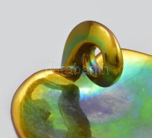 Zsolnay eozin mázas szív alakú tál. Jelzett, hibátlan. 12x12 cm