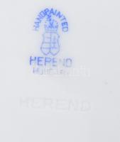 2 db Herendi virág mintás porcelán mélytányér. Kézzel festett, jelzett, minimális kopással d: 25 cm