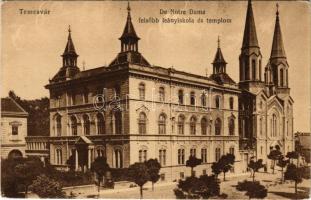 1916 Temesvár, Timisoara; De Notre Dame felsőbb leányiskola és templom. Moravetz testvérek kiadása / girls school and church