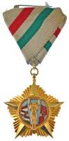 1984. "Április Negyedike Érdemrend" aranyozott, zománcozott Br kitüntetés mellszalaggal T:AU szalag elszíneződött 1984. "Order of Merit of April Fourth" with ribbon C:AU ribbon discolored NMK 720.