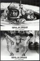 cca 1975 ,,Indul az űrhajó" című szovjet film jelenetei és szereplői, 11 db vintage produkciós filmfotó ezüst zselatinos fotópapíron, a használatból eredő (esetleges) kisebb hibákkal, 18x24 cm