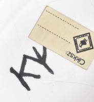 Kerezsi Gyöngyi (1943- ): Ikebana váza, mázas kerámia, jelzett, 20x17x8 cm