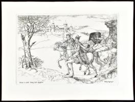 Révész Napsugár (1944-): Vitézek és árulók. Ocskay László elfogatása. Rézkarc, papír, jelzett, 29x20...