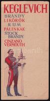 cca 1940 Keglevich brandy, likőr, rum számolócédula