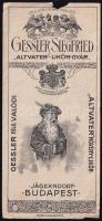 cca 1910 Gessler Siegfried ,,Altvater"-Likőrgyár számolócédula, kissé sérült