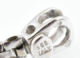 Arany (Au) 14K fehérarany holdmintás karkötő és nyaklánc, jelzett, h: 19 és 45,5 cm, nettó: 19,5 g