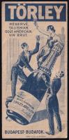 cca 1920-1930 Törley pezsgő számolócédula, kis gyűrődésekkel