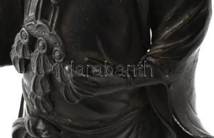 Előkelő japán nemesúr. Ón szobor. Jelzés nélkül. / Japanese nobleman. Tin. Without mark. 35 cm