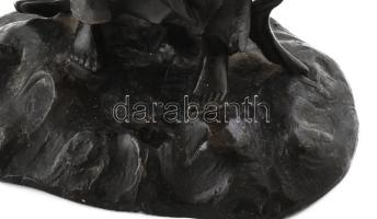 Előkelő japán nemesúr. Ón szobor. Jelzés nélkül. / Japanese nobleman. Tin. Without mark. 35 cm