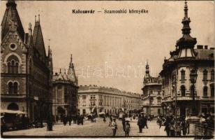 1918 Kolozsvár, Cluj; Szamos híd környéke, gyógyszertár, piac. Vasúti levelezőlapárusítás 9639. / bridge, pharmacy, market (EK)