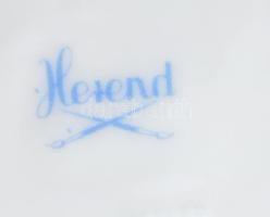 Herend csipkebogyó mintás fonatos kosár, jelzéssel, kis repedéssel, másodosztályú, d: 13 cm