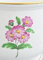 Herendi kaspó. Virágmintás, másodosztályú, jelzett, hibátlan, d: 19,5 cm, m: 16,5 cm