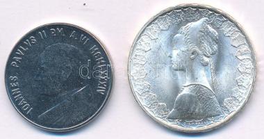 Vatikán 1986. 50L acél "II. János Pál" + Olaszország 1966. 500L Ag, mindkettő kapszulában ...