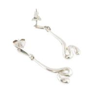 Ezüst(Ag) kígyó fülbevalópár, jelzett, h: 3×0,7 cm, nettó: 2 g