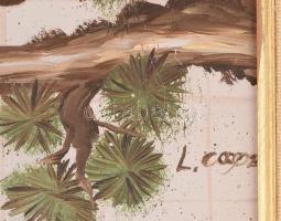 L. Cooper jelzéssel: Vadmadarak. Olaj, vászon. Dekoratív fa keretben 30x20 cm