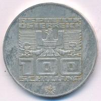 Ausztria 1976. 100Sch Ag "Innsbruck - XII. téli olimpia / Síelő" kapszulában T:AU patina A...