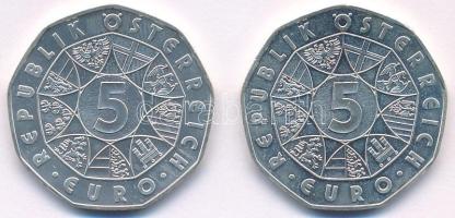 Ausztria 2006. 5E Ag "Wolfgang Amadeus Mozart" + 2005. 5E Ag "Európa Himnusza - Beeth...