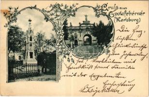 1898 (Vorläufer) Gyulafehérvár, Karlsburg, Alba Iulia; Losenau emlékmű, Belső várkapu / Denkmal, Inneres fenstungsthor / monument, castle gate. Art Nouveau, floral (EK)