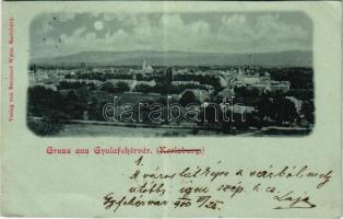 1900 Gyulafehérvár, Karlsburg, Alba Iulia; látkép. Bernhard Weiss kiadása / general view (vágott / cut)