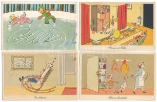 20 db MODERN magyar retro grafikai képeslap vegyes minőségben. Képzőművészeti Alap / 20 modern Hungarian retro graphic postcards in mixed quality