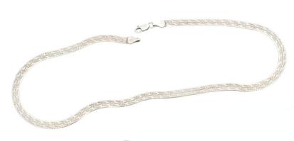 Ezüst(Ag) mintás lapos kígyó nyaklánc, jelzett, h: 42 cm, nettó: 12 g