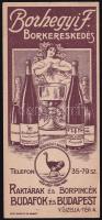 cca 1910-1920 Borhegyi F. Borkereskedés Budafok-Budapest számolócédula