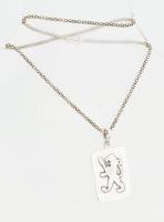 Ezüst(Ag) fantáziamintás nyaklánc oroszlános medállal, jelzett, h: 45 cm, 4,5×2,3 cm, nettó: 12,4 g